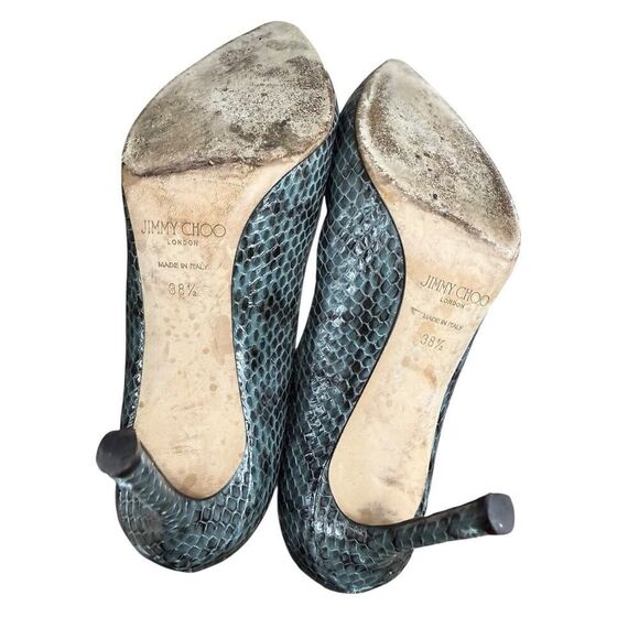 Jimmy Choo Two Tone Snakeskin Python Leather Abel Heels 38.5 Pumps - Picture 10 of 10